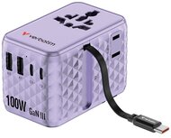 Verbatim - Charge n Travel 100W lila univerzális utazó adapter USB-C kábellel - 30193