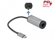 Delock Szürke USB Type-C adapter tápellátó portos Gigabit LAN-hez