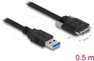 Delock Kábel USB 3.0 A-Típusú dugó - Micro-B Típusú dugó csavarokkal ellátott 0,5 m - 87798
