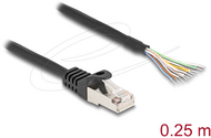 Delock RJ50 kábel apa - nyílt vezetékvégek S/FTP 0,25 m fekete - 80203