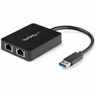 Startech - USB 3.0 - kétportos gigabites Ethernet adapter USB porttal - USB32000SPT