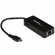 Startech - USB-C - gigabites hálózati adapter extra USB 3.0 porttal - fekete - US1GC301AU