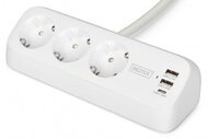 Assmann-DIGITUS 3 pólusú irodai csatlakozósáv 2x USB-A és 1x USB-C csatlakozóval, fehér - DA-70626