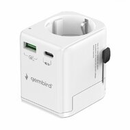 Gembird - Földelt univerzális utazó hálózati adapter, 20 W, fehér - TPA-EU1A1C20-01-W
