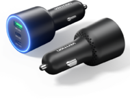 Vention - háromportos USB C+C+A (100W+30W+18W) autós töltő, fekete, ABS típusú - FFQB0