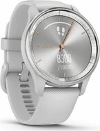 Garmin - Vivomove Trend Silver Stainless Steel Bezel with Mist Gray Case and Silicone Band - 010-02665-03