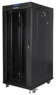 Lanberg - RACK SZEKRÉNY 19" SZABADON ÁLLÓ 27U/600X800 (FLAT PACK) ÜVEGAJTÓVAL LCD FEKETE V2 - FF01-6827-12BL (TÚLMÉRETES ÁRU)