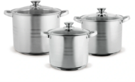 TOO - prémium rozsdamentes 6 darabos edénykészlet, 9 liter+11,1 liter+17,5 liter fazék/lábas+fedők - LP-7173