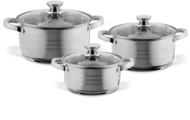TOO - prémium rozsdamentes 6 darabos edénykészlet, 2,3 liter+4,2 liter+5,8 liter fazék/lábas+fedők - LP-7172