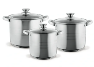 TOO - prémium rozsdamentes 6 darabos edénykészlet, 4,3 liter+5,6 liter+7,2 liter fazék/lábas+fedők - LP-7171