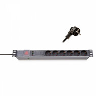 KELINE - 19 1U 6x250V Schuko aljzat túlfeszültségvédelemmel 2,3m elosztósor - 620P06