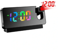 TOO - RGB kijelzővel, hőmérséklet kijelzéssel, ébresztő funkcióval fekete projektoros digitális óra - DCP-555-B-RGB