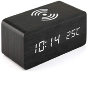 IRIS - vezeték nélküli töltővel, hangvezérlés fekete digitális óra - IRIS DC-100-WF-QI