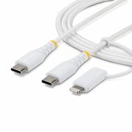 Startech - 2 m-es 2 az 1-ben strapabíró USB-C töltőkábel Lightning adapterrel, 30W/60W (3A) - 2M-U2-LNTC-CABLE