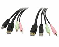 Startech - 1,8 méteres 4 az 1-ben USB DisplayPort KVM kapcsolókábel audio- és mikrofonkábellel - DP4N1USB6