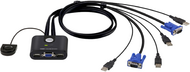 Aten - 2 portos USB VGA kábel KVM kapcsoló távoli portválasztóval - CS22U-AT