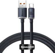 Baseus - Crystal Shine USB Type-A - USB Type-C, 100W gyorstöltő adatkábel, 1.2m, fekete - CAJY000401