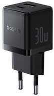 Baseus - Palm hálózati gyorstöltő 30W, USB Type-C + USB Type-A, fekete - P1011160A113-00