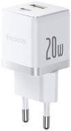 Baseus - Palm hálózati gyorstöltő 20W, USB Type-C + USB Type-A, fehér - P10111608213-00
