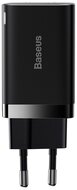 Baseus - Super Si Pro hálózati gyorstöltő 30W, USB Type-C + USB Type-A, fekete - CCSUPP-E01