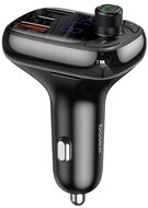 Baseus - S-13 FM transzmitter, zenelejátszó, autós gyorstöltő, fekete - CCMT000101