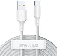 Baseus - Simple Wisdom USB Type-A - USB Type-C 5A gyorstöltő adatkábel készlet, 1.5m, fehér - TZCATZJ-02