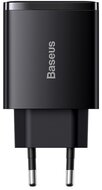 Baseus - Compact hálózati gyorstöltő 30W, 2×USB Type-A + USB Type-C, fekete - CCXJ-E01