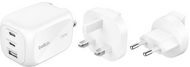 Belkin - BoostCharge Pro 3 portos GaN fali töltő 100 W + utazó adapter készlet - WCH016HQWH