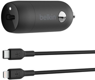 BELKIN - BoostCharge 30 W-os USB-C autós töltő + USB-C - Lightning kábel - CCA004BT1MBK-B5