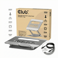 Club 3D - CSV-2554 Adjustable Aluminium Laptop Stand with USB-C® Hub 4K60Hz 100W 360°