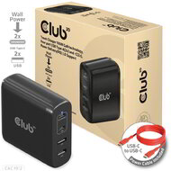 Club 3D - Travel Charger 100W GaN technology, Four port USB -A(2x) and -C®(2x), Power Delivery(PD) 3.0 Support - CAC-1912EU