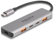 Delock - USB 10 Gbps Hub 2 A-típusú USB port és 2 USB Type-C™ port USB Type-C™ csatlakozóval és PD 95 Watt - 64302