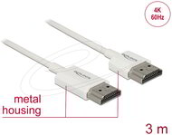 Delock - Nagysebességű HDMI-kábel Ethernettel - HDMI-A> HDMI-A, 3D, 4K, 3 m, aktív, vékony, prémium minőség - 85138