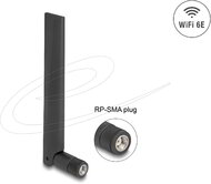 Delock - WiFi 6E antenna RP-SMA-dugó 3 dBi irányított, csuklós csatlakozó, fekete - 89078