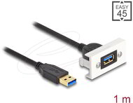 Delock - Easy 45 modul USB 5 Gbps A-típusú anya A-típusú USB apa rövid kábellel, 22,5 x 45 mm - 81399