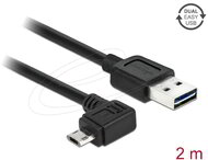 Delock - Kábel, EASY-USB 2.0-s A-típusú csatlakozódugó > EASY-USB 2.0-s Micro-B típusú csatlakozódugó, ívelt bal / jobb, 2 m, fekete - 83853