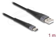 Delock - USB 2.0 kábel A-típusú USB apa - USB Type-C™ apa meghosszabbított hajlítás védelemmel 1 m hosszú - 81121