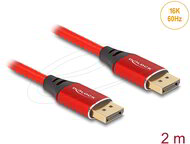 Delock - DisplayPort kábel 16K 60 Hz 2 m piros fém - 80632