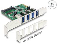 DELOCK - PCI Express x1 Kártya -4 x külső A-típusú USB hüvely USB 5 Gbps - 89360
