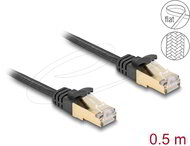Delock - RJ45 lapos hálózati kábel fonott borítással Cat.6A U/FTP apa - apa 0,5 m fekete - 80324