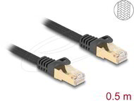 Delock - RJ45 hálózati kábel fonott borítással Cat.6A S/FTP apa - apa 0,5 m fekete - 80316