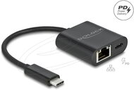 Delock - USB Type-C adapter Power Delivery porttal Gigabit LAN 10/100/1000 Mbps fekete - 66644