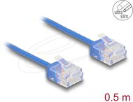 Delock - RJ45 hálózati kábel Cat.6 UTP ultravékony 0,5 m kék rövid csatlakoztatókkal - 80779
