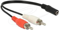 Delock - Audio kábel 2 x RCA dugó - 1 x 3,5 mm-es 3 tűs jack aljzat 20 cm - 85806