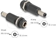 Delock - Adapter, DC 5,5 x 2,5 mm-csatlakozóhüvely, DC 5,5 x 2,1 mm méretű apa - 64281