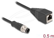 Delock - M12 adapter kábel D-kódolt 4 tűs apa - RJ45 anya 50 cm - 60067