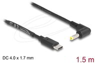 Delock - USB tápkábel > DC 4,0 x 1,7 mm apa 90 1,5 m - 85665