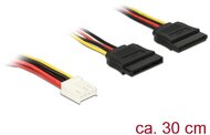 Delock - Tápkábel 4 tűs Floppy-csatlakozóhüvellyel > 2 x 15 tűs SATA-csatlakozóhüvellyel, 30 cm - 84859