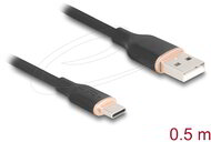 Delock - USB 2.0 kábel USB A-típusú dugó - USB Type-C dugó 0,5 m fekete Szilikon - 81225