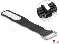 Delock - Tépőzáras kábelkötegelő horoggal és feliratozható felülettel Hx 127 mm és Sz 20 mm 5 db. fekete - 19603